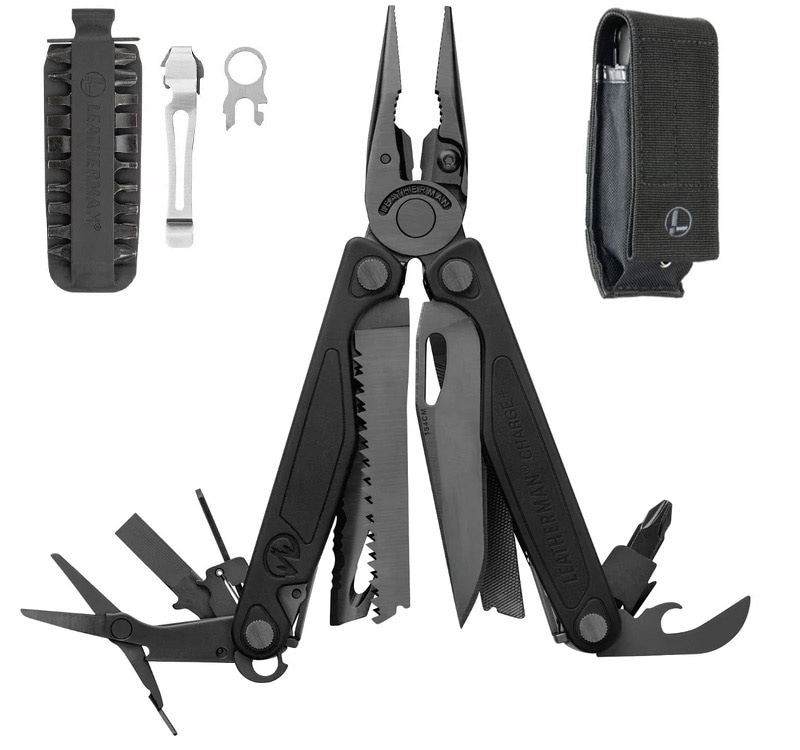 Мультитул Leatherman Charge Plus Black 832601 + клипса, кольцо, биты, чехол