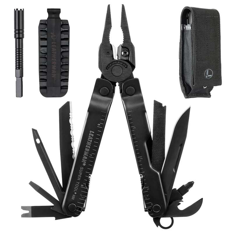 Мультитул Leatherman Super Tool 300 M BLACK 832758  + чехол, набор бит с удлинителем